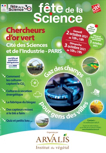 Arvalis engagé pour la Fête de la Science les 1-2-3, 9 et 16 octobre 2021 à la Cité des Sciences et de l’Industrie de Paris